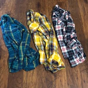 NWOT long sleeve flannel plaid shirts as set of 3